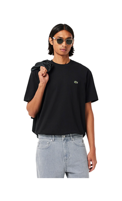 T-SHIRT IN COTONE COCCODRILLO RICAMATO NERO